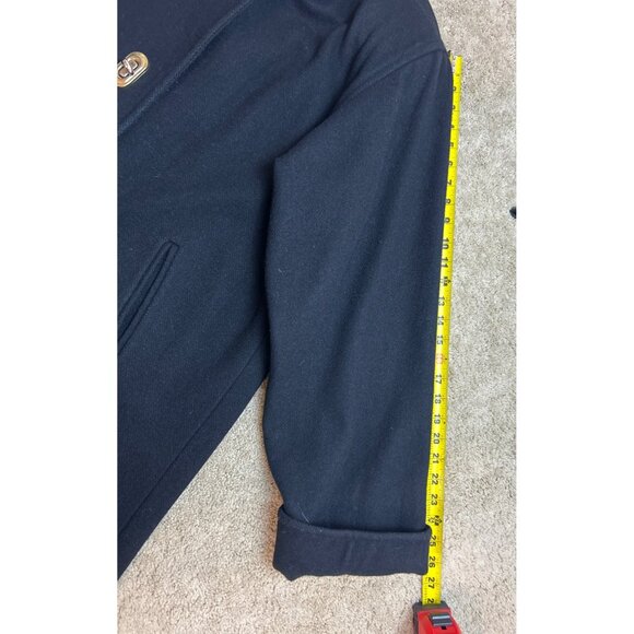 Vintage Billi by Billycoat Long Black Wool Overcoat Hooded Heavy Made in USA XL - Picture 8 of 16